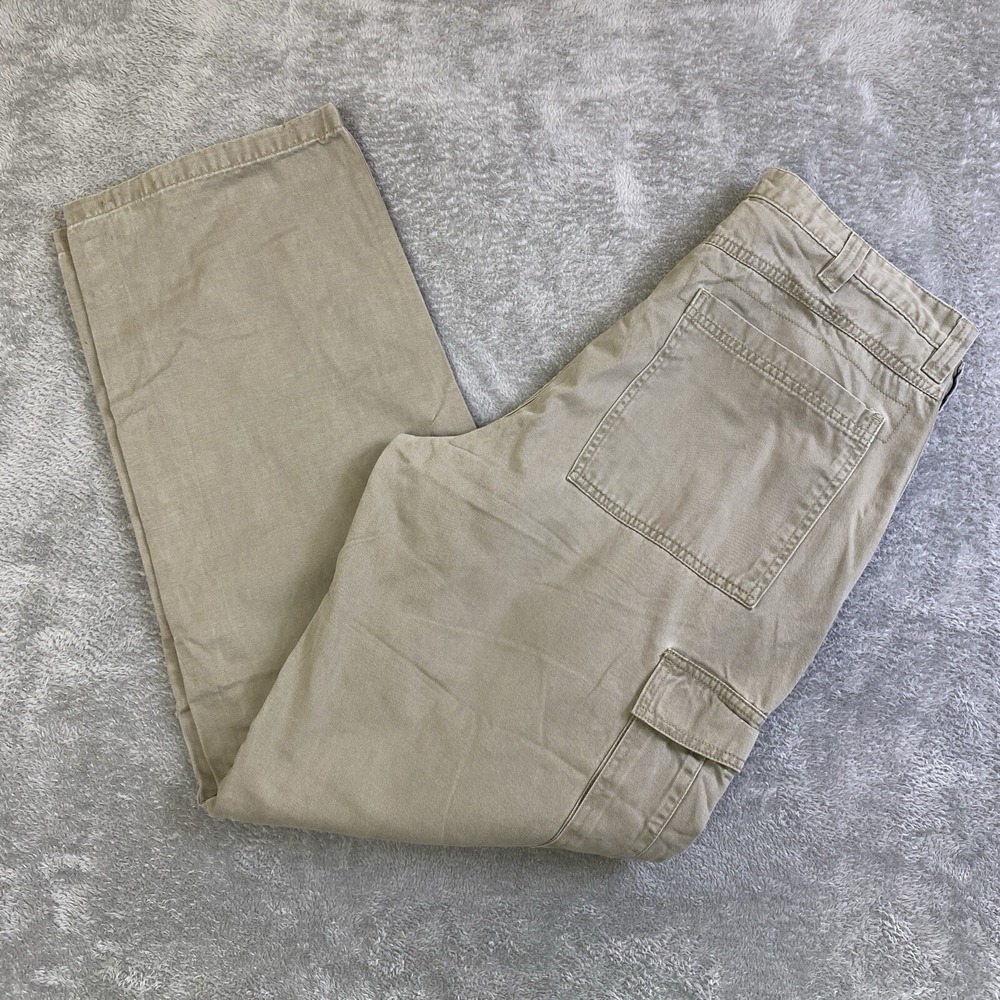 Wrangler Cargo Pants Men Beige Measures 35x32.5 No Sizing Baggy Grunge Workwear